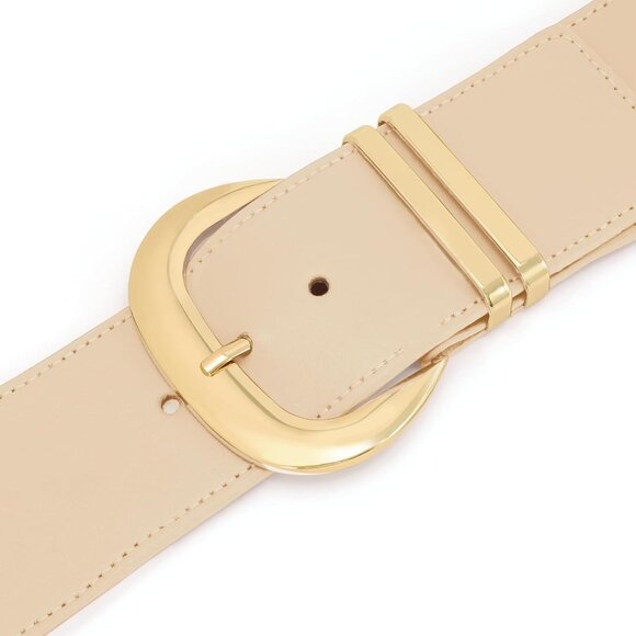 ⚡Golden Women Wide Elastic Waist Belt for Dresses Fashion Gold Buckle Stretchy - Picture 4 of 7